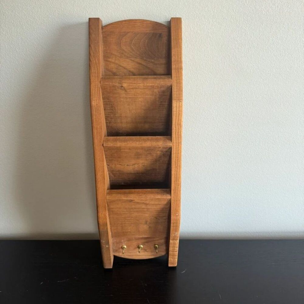 Wooden mail and key holder vintage